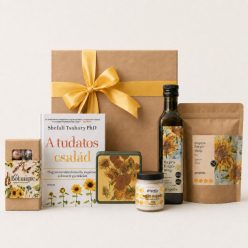 Napraforgó óriás csomag anyukáknak A tudatos család könyvvel, bio napraforgós alapanyagokkal, Van Gogh fudge-dzsal és magbonbonnal