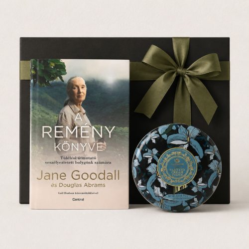 Remény természetkedvelőknek ajándékcsomag Jane Goodall A remény könyve kötettel és liliomos vanília fudge-dzsal