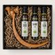 Alkoholmentes gasztro ajándékcsomag mókusos fa palacktartóval, fehérborecettel, sherry ecettel és vörösborecettel