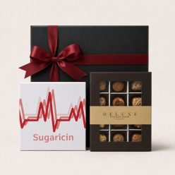 Sugaricin ajándékcsomag EKG-mintás szív formacukorral és csokinak látszó ültethető zöldfűszer magbonbonnal egészségügyi dolgozóknak