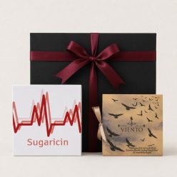Sugaricin ajándékcsomag EKG-mintás szív formacukorral és madagaszkári kézműves tejcsokoládéval egészségügyi dolgozóknak
