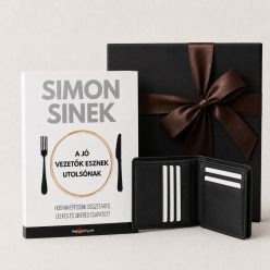 Jó vezetőknek ajándékcsomag Simon Sinek vezetői könyvvel és fekete James Hawk slim bőrpénztárcával