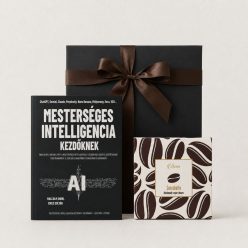 Mesterséges intelligencia könyv kávé mellé ajándékcsomag AI iránt érdeklődőknek kávébab formacukorral
