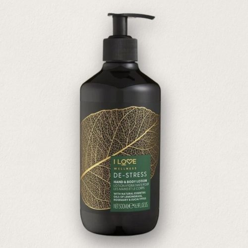 I LOVE WELLNESS DESTRESS stresszoldó kéz és testápoló citromfű eukaliptusz és rozmaring illóolajjal 500 ml