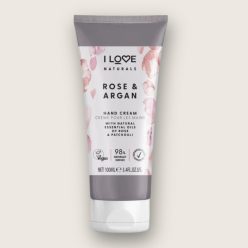 I LOVE NATURALS Rózsa és Argán hidratáló kézkrém természetes összetevőkkel 100 ml