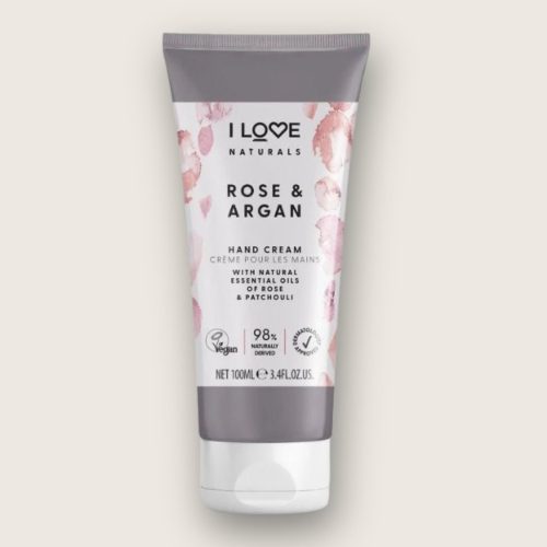 I LOVE NATURALS Rózsa és Argán hidratáló kézkrém természetes összetevőkkel 100 ml