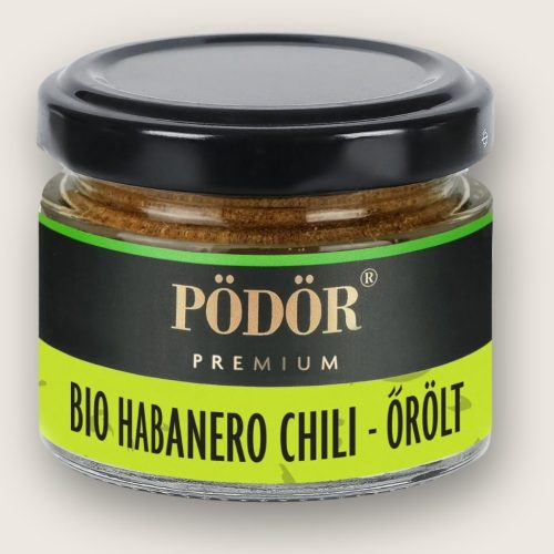 Pödör Bio őrölt habanero chili 30 grammos üveges kiszerelésben
