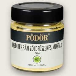 Pödör kézműves mediterrán zöldfűszeres mustár 130 grammos üveges kiszerelésben