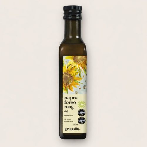 Grapoila 2 csillagos Great Taste díjas BIO hidegen sajtolt napraforgóolaj 250 ml-es sötét üvegben