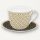 Karakteres egyiptomi mintás porcelán reggelizőcsésze és alátét 400 ml-es méretben, díszdobozban.