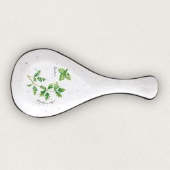 Porcelán fakanáltartó petrezselyem és bazsalikom mintával, 26x12 cm-es méretben.