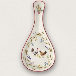 Tyúkos és kakasos mintájú porcelán fakanáltartó díszdobozban, 26 cm-es méretben.